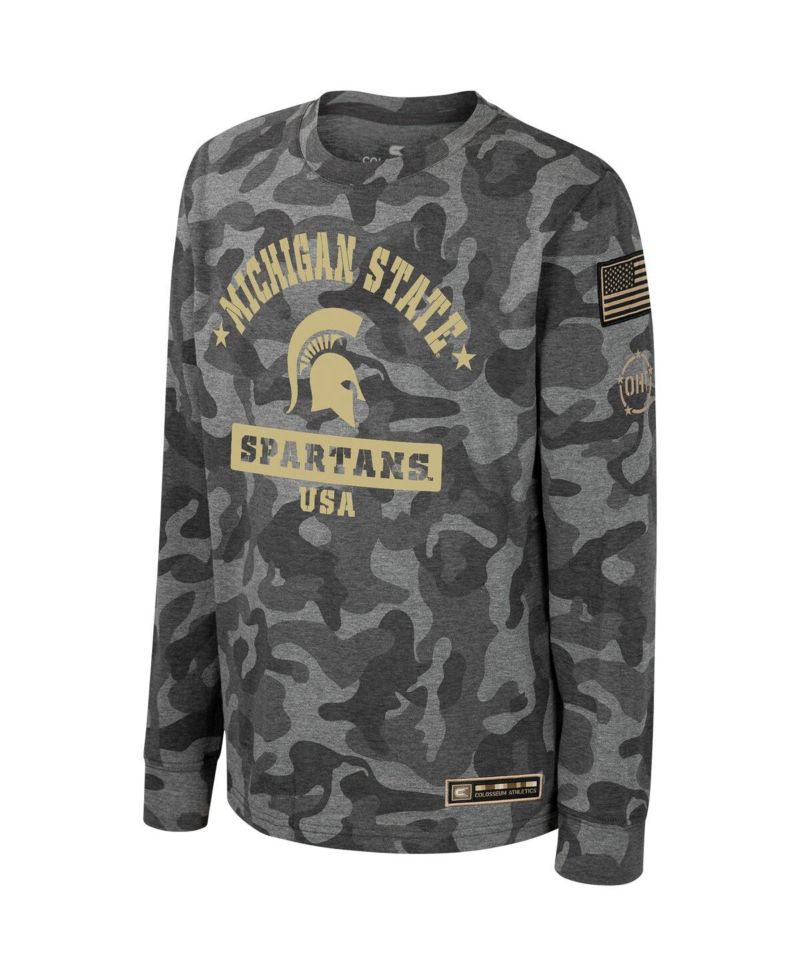 Big Boys Camo Michigan State Spartans OHT Military-Inspired Appreciation Dark Star Long Sleeve T-shirt