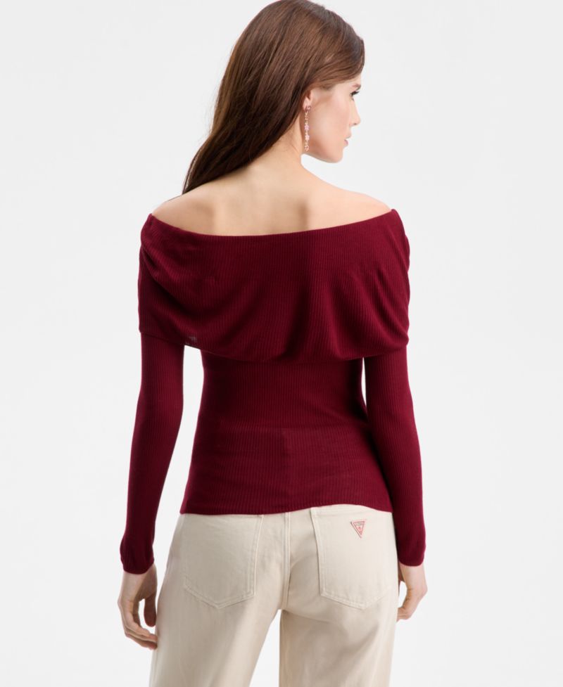 Women's Long Sleeve Off-The-Shoulder MELANIE Rib Sweater