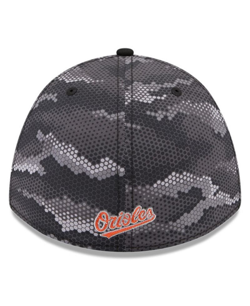 Men's Black Baltimore Orioles Camo 39THIRTY A-Frame Flex Hat