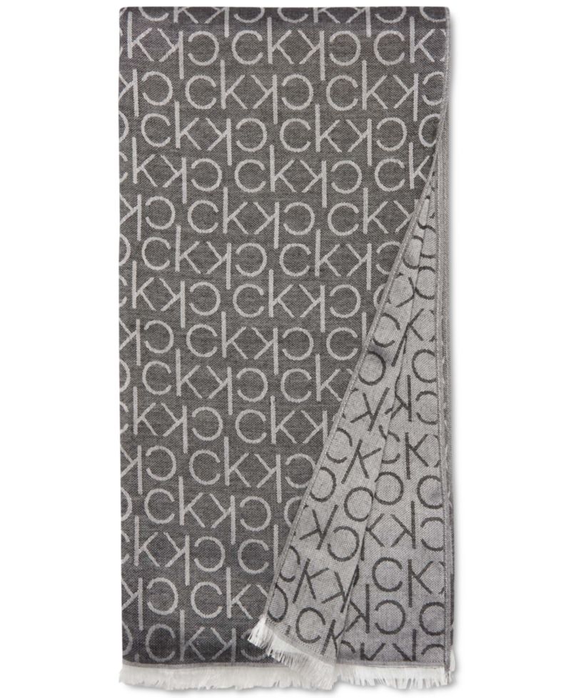 Monogram CK Logo-Print Pashmina Wrap Scarf