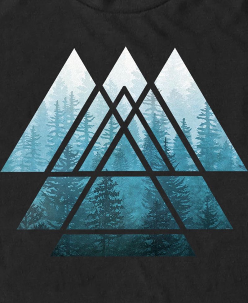 Men's Sacred Geometry Triangles Misty Forest Short-Sleeve T-Shirt