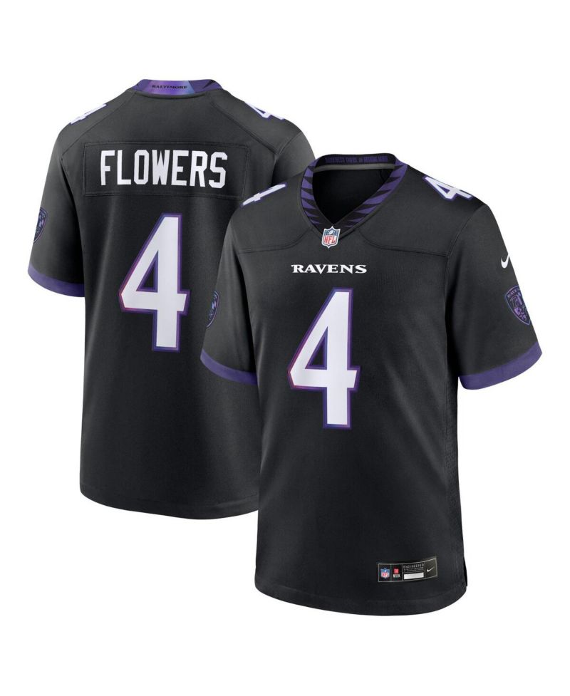 Men's Zay Flowers Black Baltimore Ravens Alternate Game Jersey