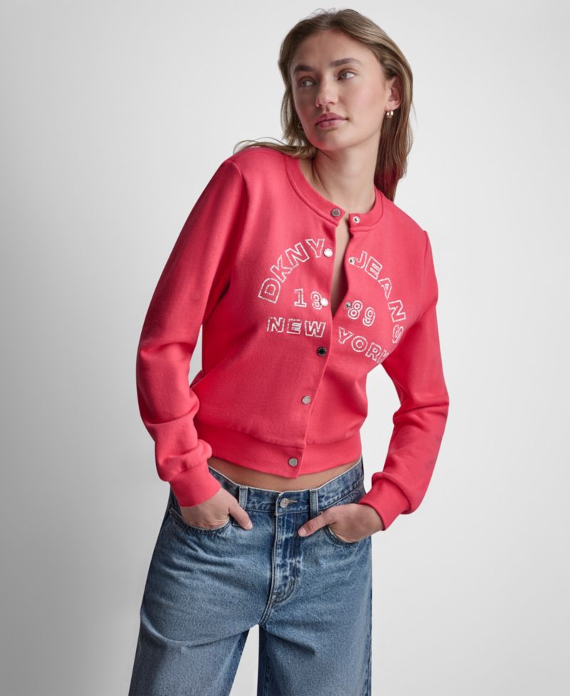 Women's Long-Sleeve Logo Button-Front Shrunken Jacket