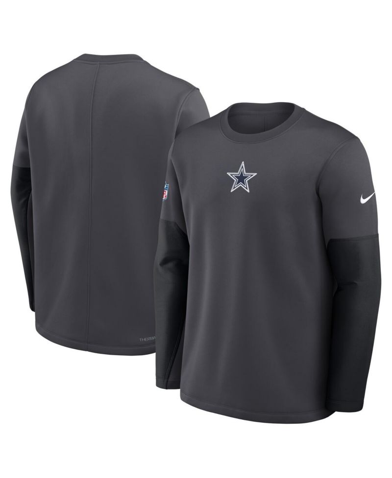 Men's Anthracite Dallas Cowboys Sideline Coach Therma-FIT Long Sleeve T-Shirt