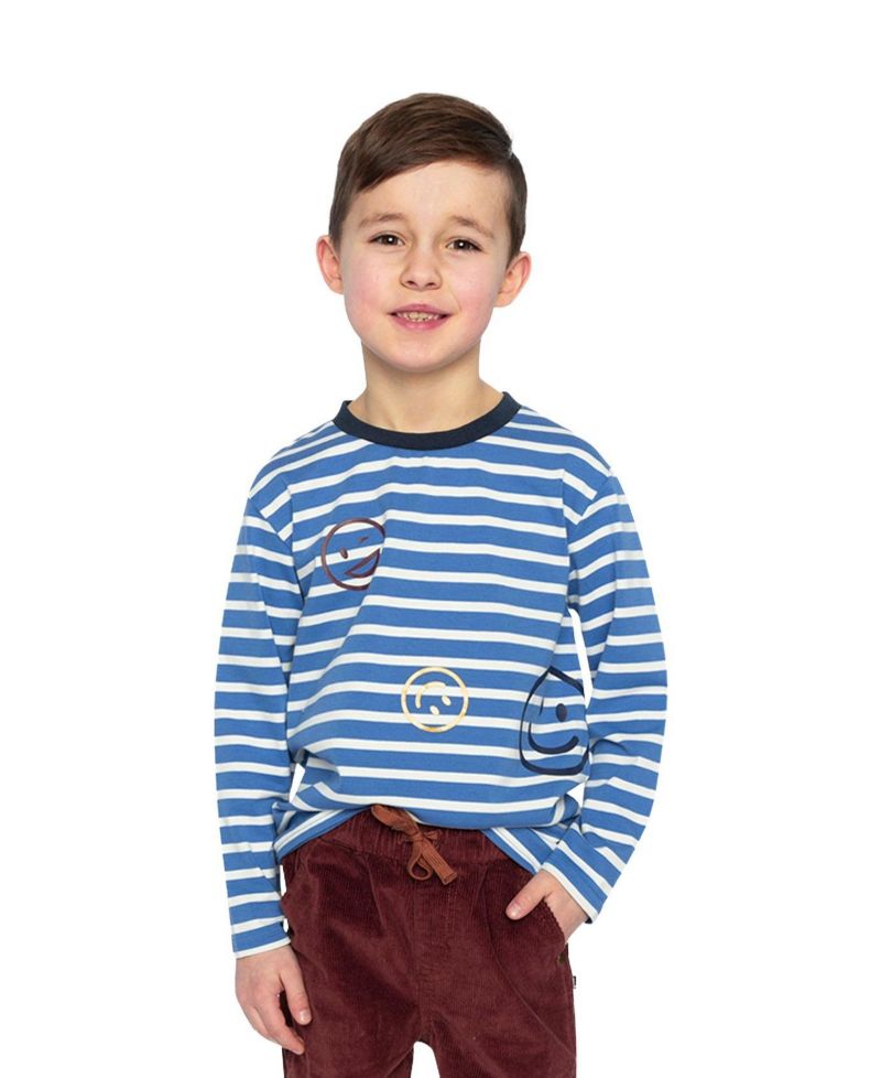 Little and Big Boy 6- 12 Long Sleeve T-Shirt Stripes