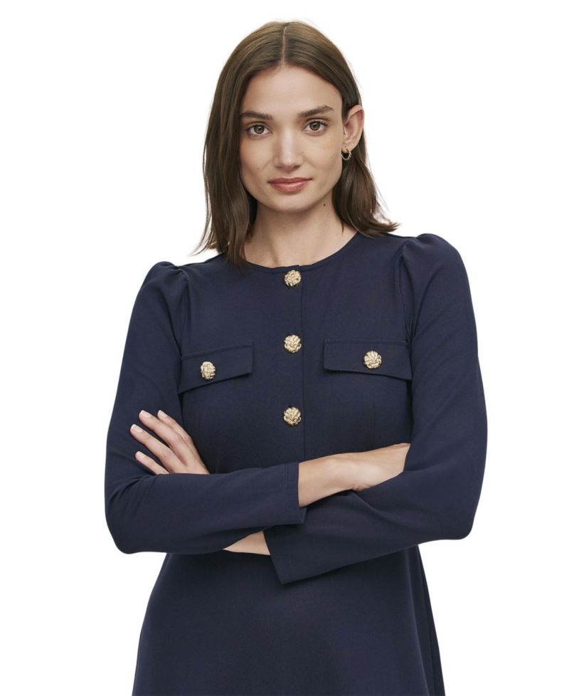 Women's Gilly Ponte Jersey Long-Sleeve Crewneck Midi Dress