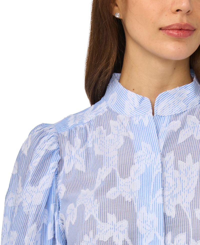 Women's Open Collar Striped Top