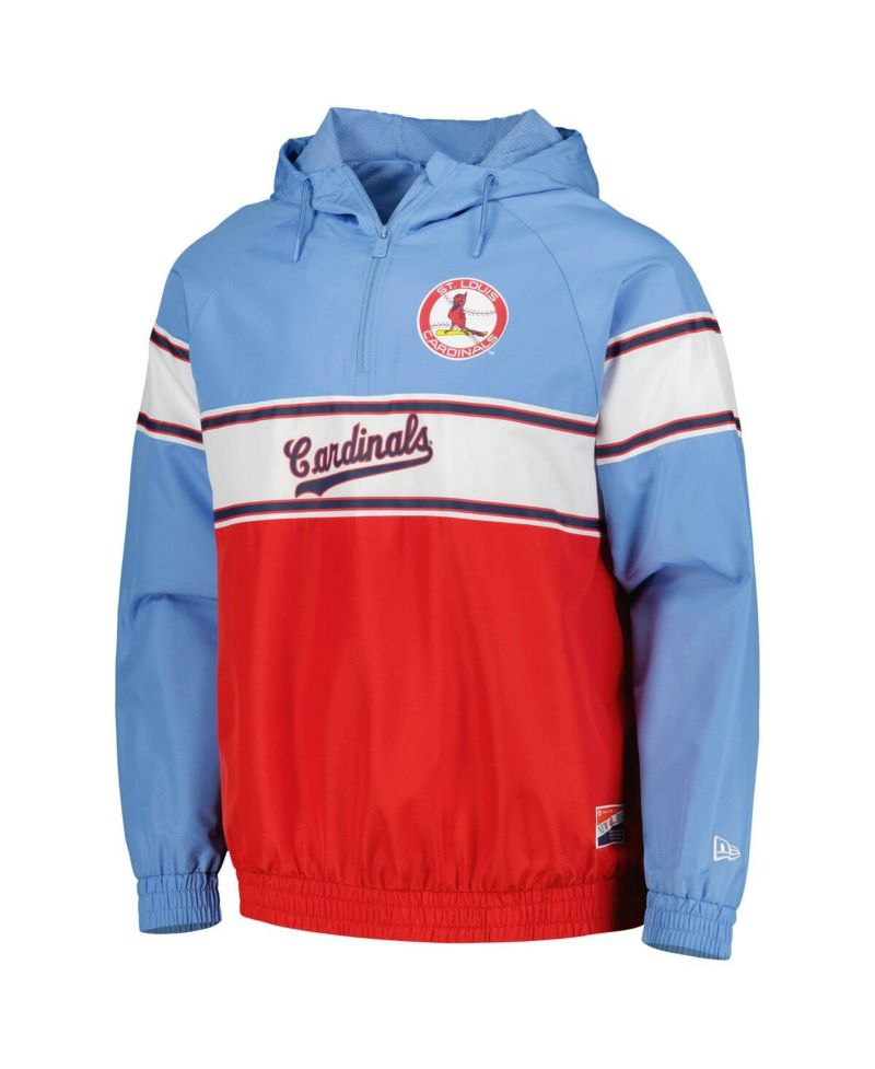 Men's Light Blue St. Louis Cardinals Ripstop Raglan Quarter-Zip Hoodie
