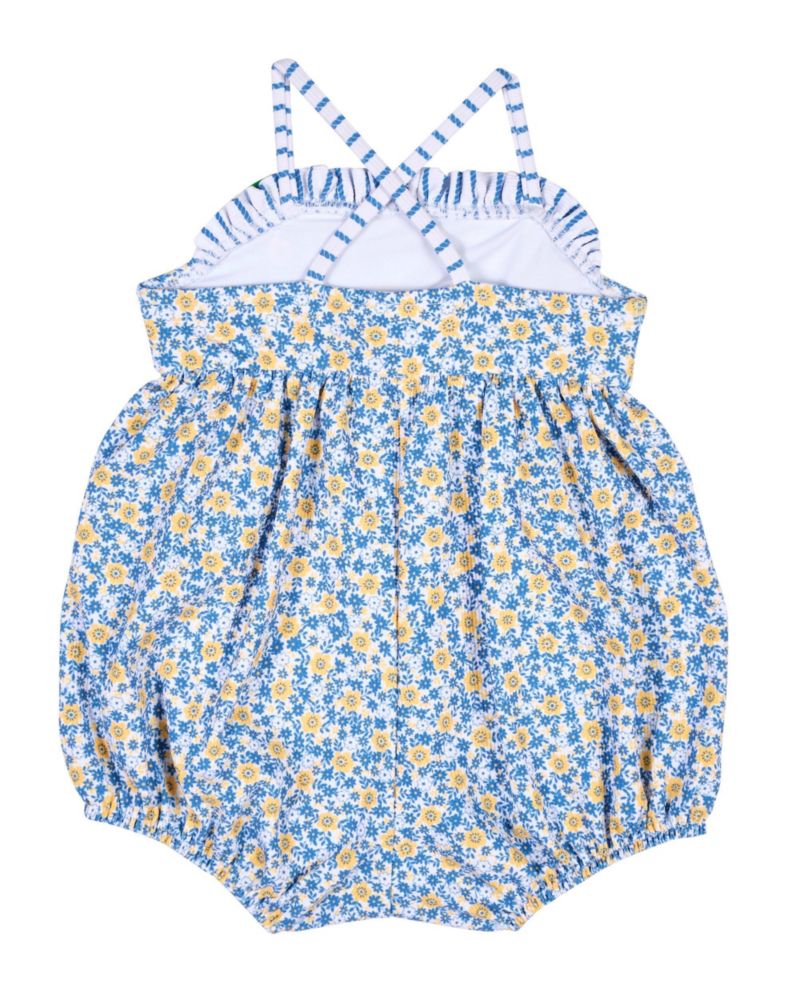 Baby Girl Floral Bubble Swimsuit with Flower