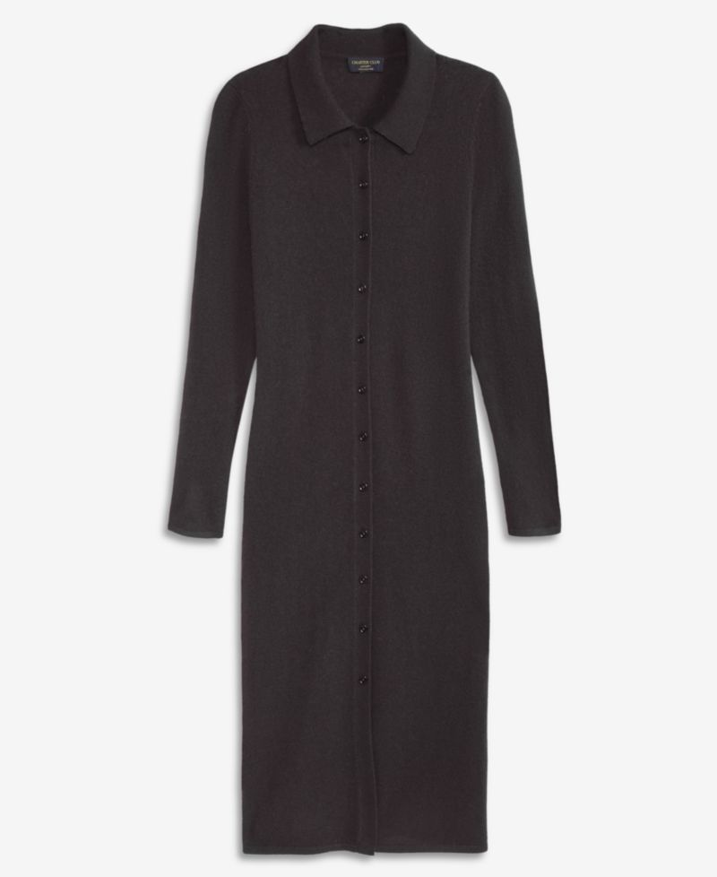 Women's 100% Cashmere Collared Button-Front Duster Sweater