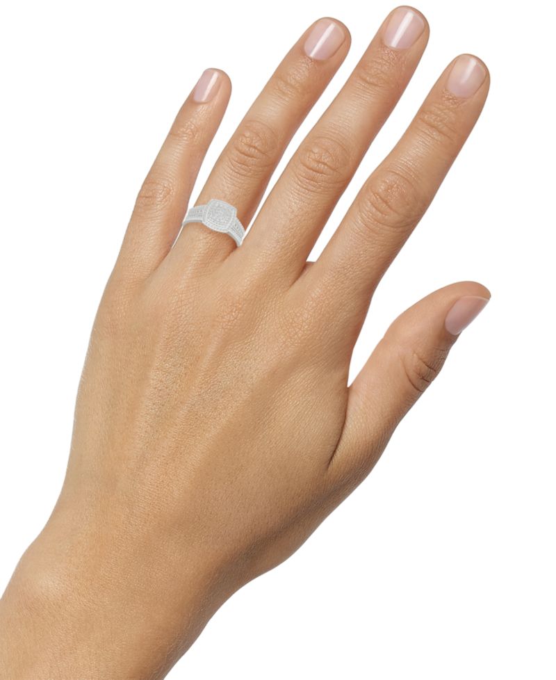Diamond Cluster Ring (1/2 ct. t.w.) in Sterling Silver