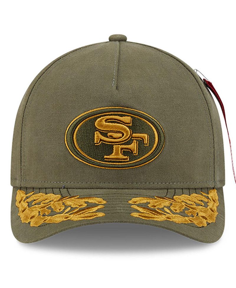x Alpha Industries Men's Olive San Francisco 49ers A-Frame 9FORTY Adjustable Hat