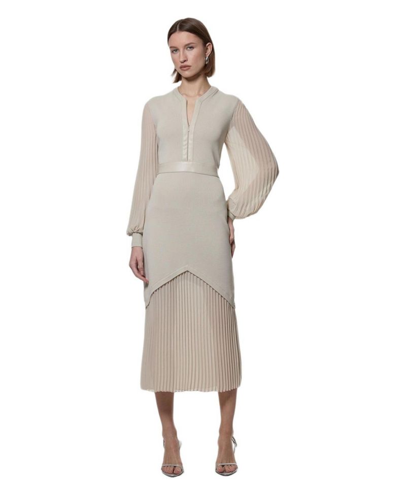 Women's Woven Sleeved Pleated Dress