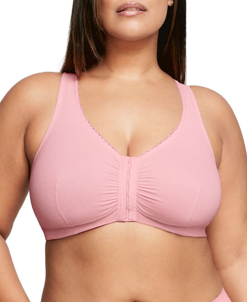 Women's Full Figure Plus Size Complete Comfort Wirefree Cotton T-Back Bra 1908