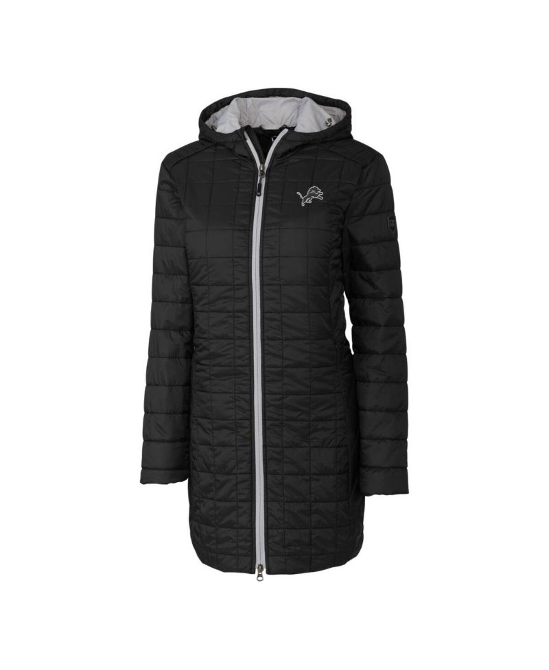 Women's Black Detroit Lions Rainier PrimaLoft Eco Insulated Full-Zip Hoodie Long Coat