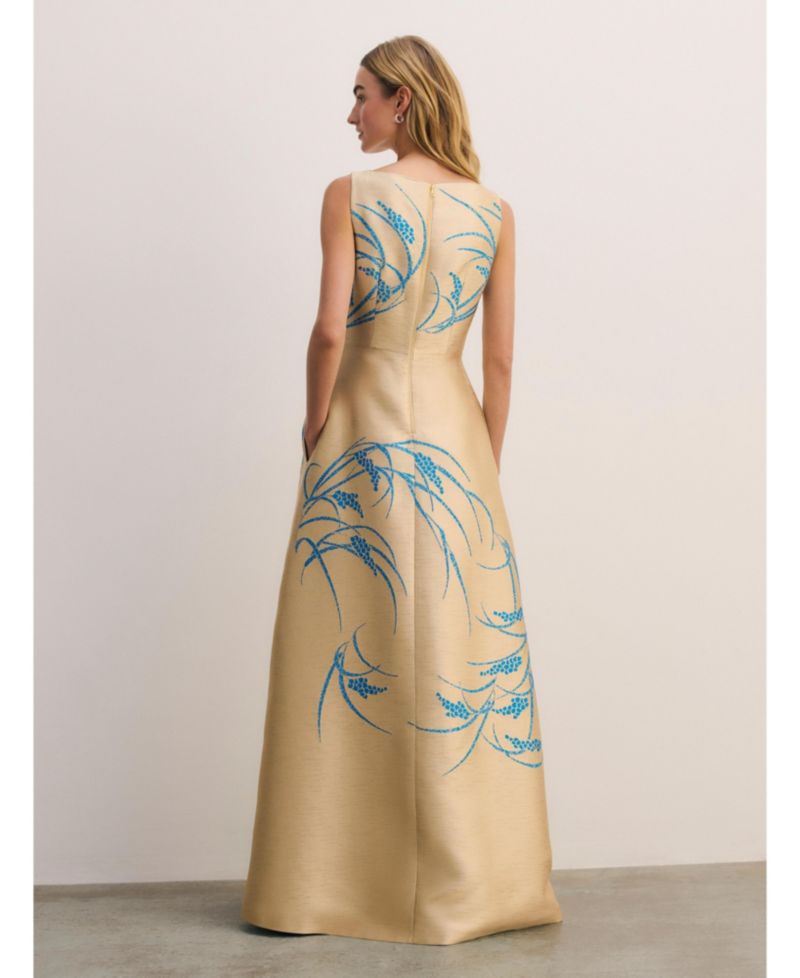 Women's Avila Embroidered A-Line Jacquard Maxi Gown