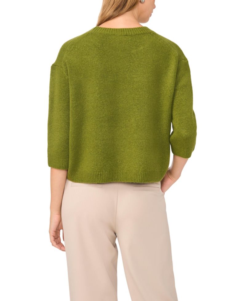 Women's 3/4-Sleeve Crewneck Pullover Sweater