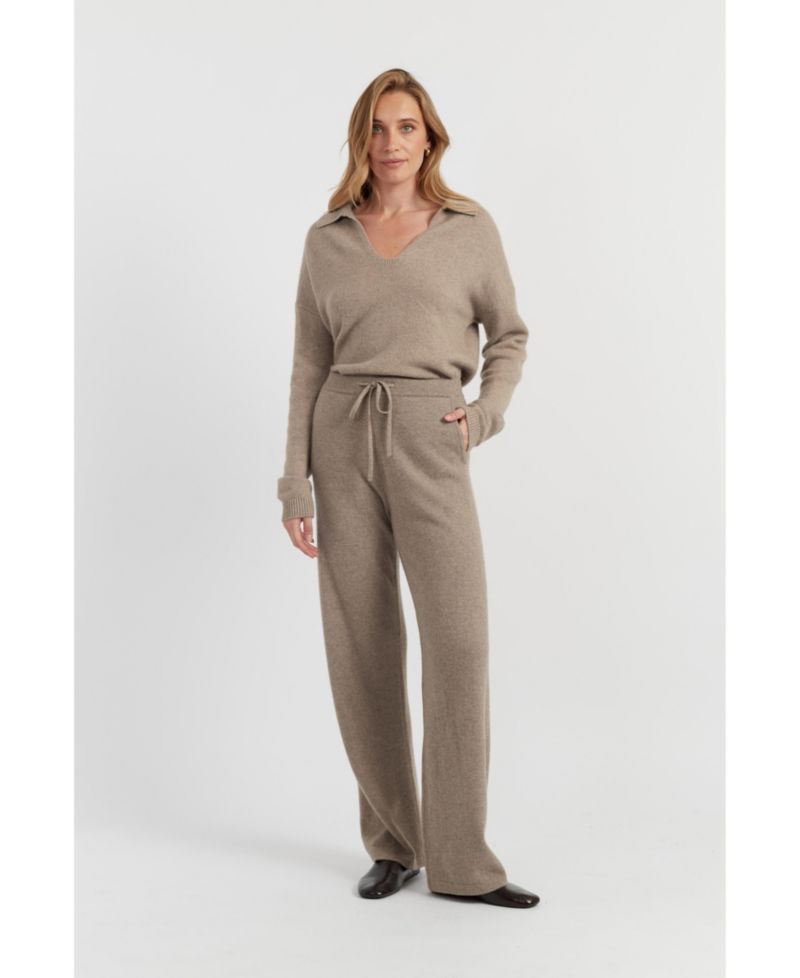 Women's Cashmere Wide-Leg Drawstring Pants