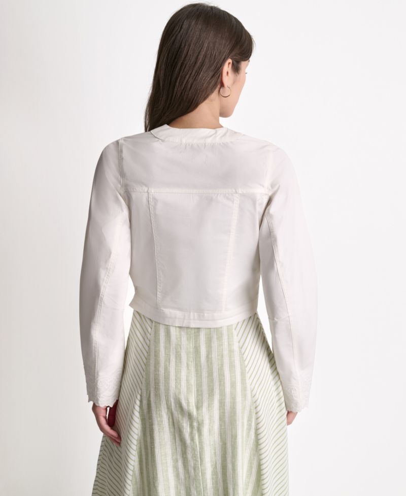 Women's V-Neck Tulip Hem Cropped Jacket