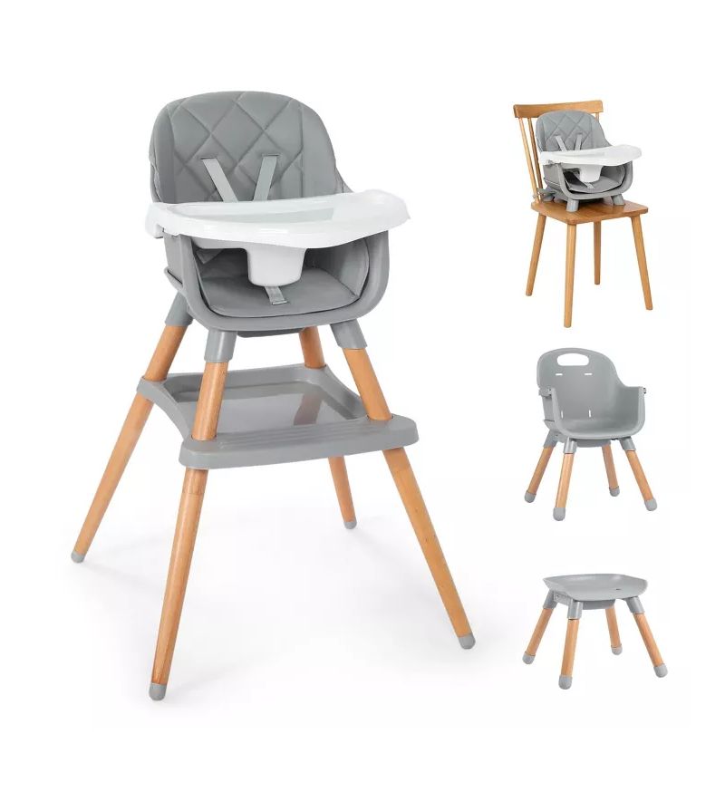 7-in-1 Convertible Baby High Chair with Removable Tray and 5-Point Harness
