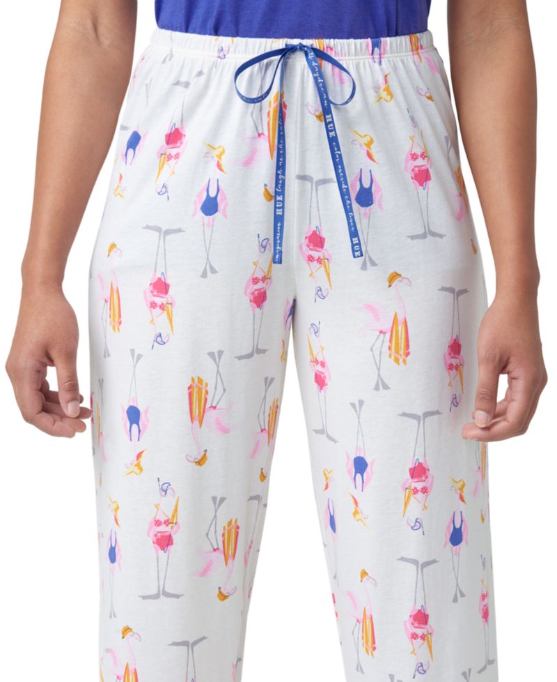 Women's Beach Flamingos Printed Capri Pajama Pants