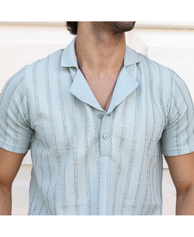 Men's Mint Green Wicker-Tactile Polo T-Shirt