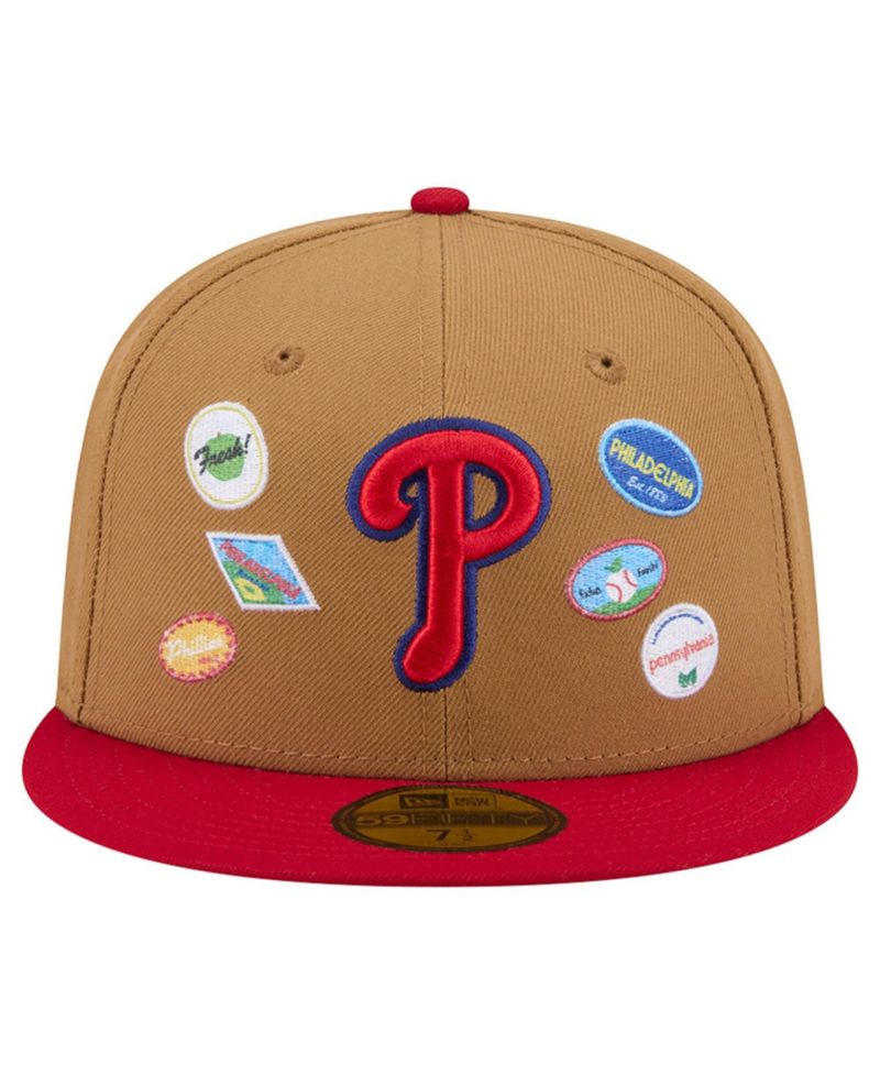 Men's Tan Philadelphia Phillies Fruit Sticker 59FIFTY Fitted Hat