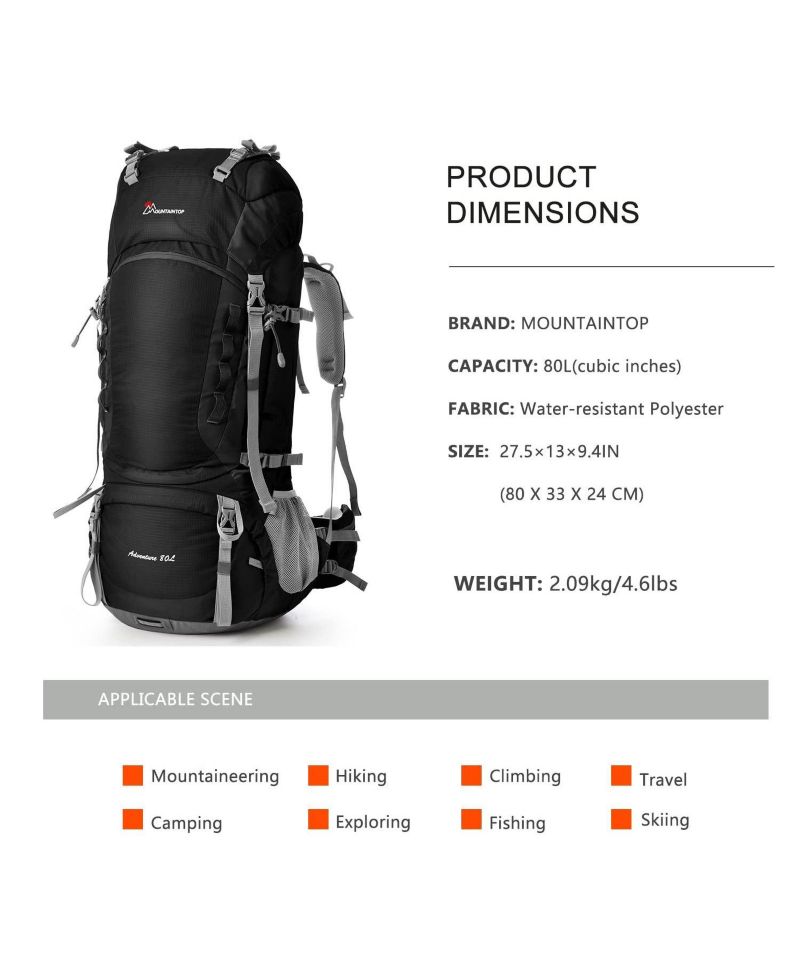 80 Liter Internal Frame Backpack for Man and Women Backpacking Hiking Backpack
