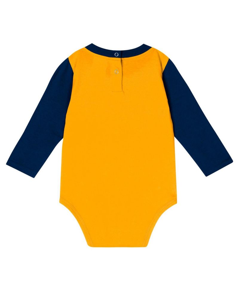 Baby Boys and Girls Navy West Virginia Mountaineers Double Up Long Sleeve Bodysuit and Pant Set