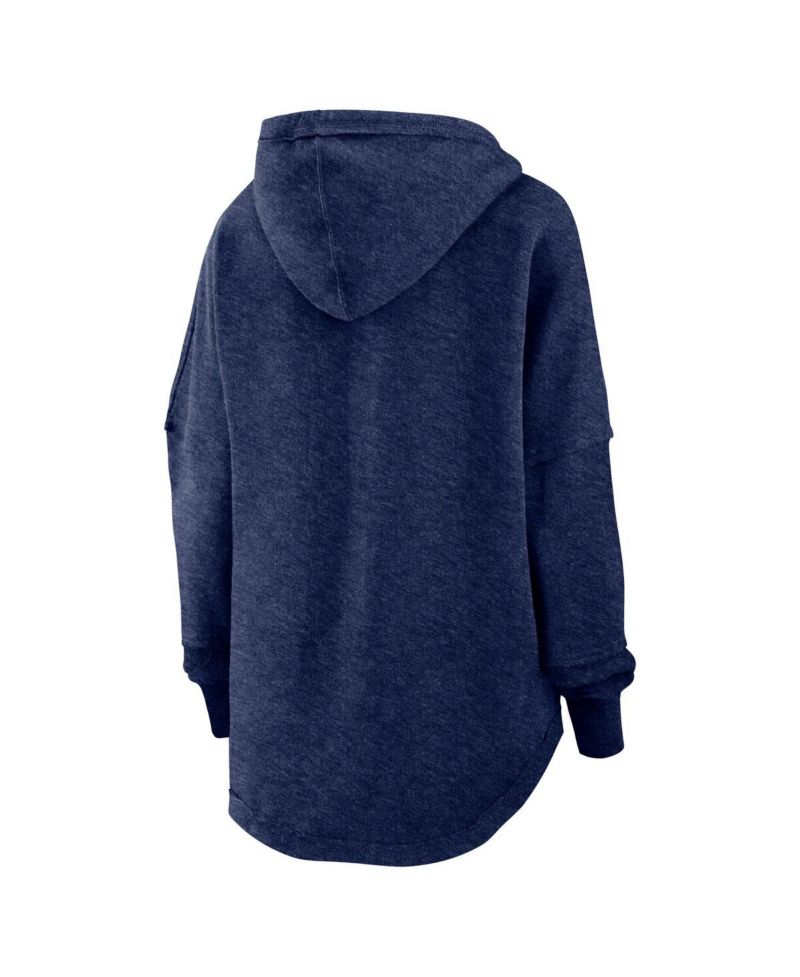 Women's Heather Navy Distressed Houston Astros Luxe Pullover Hoodie