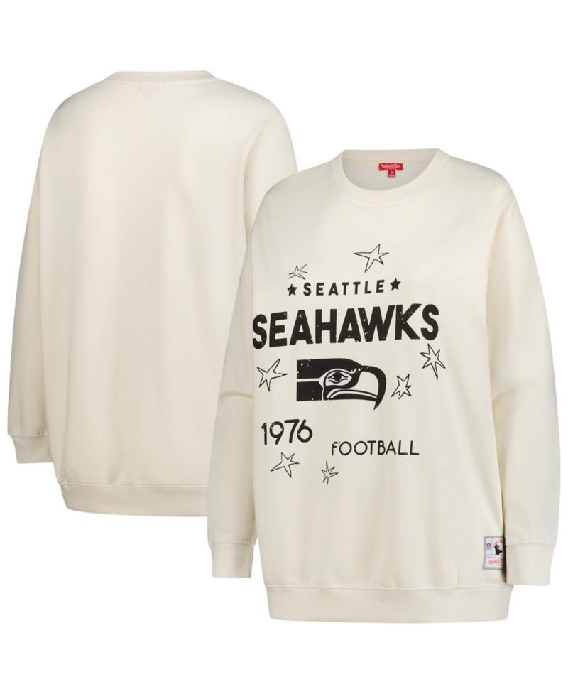 Women's Cream Seattle Seahawks Plus Size Shooting Star Sweatshirt