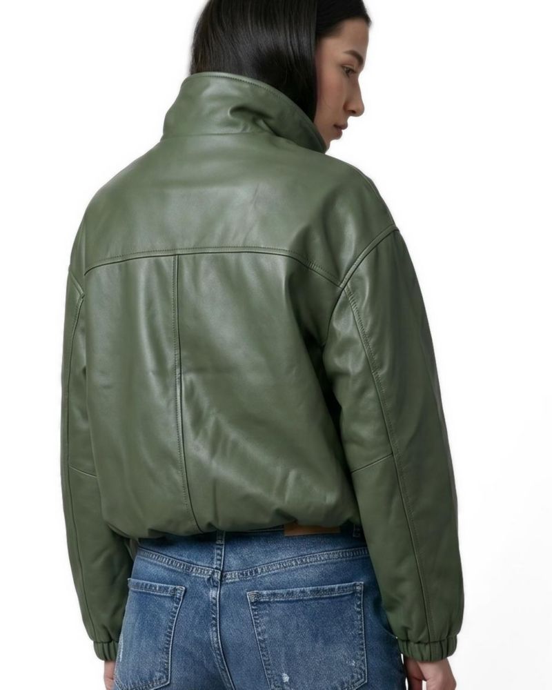 Women's Arden Funnel Neck Leather Jacket