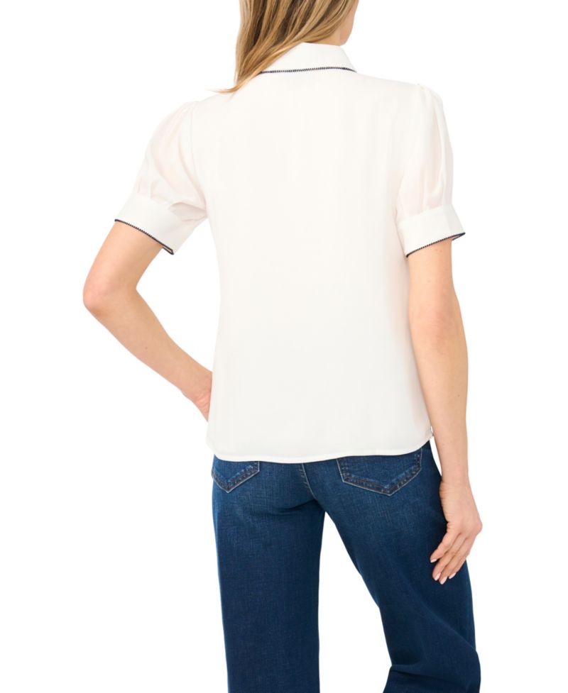 Women's Short-Sleeve Button-Up Top