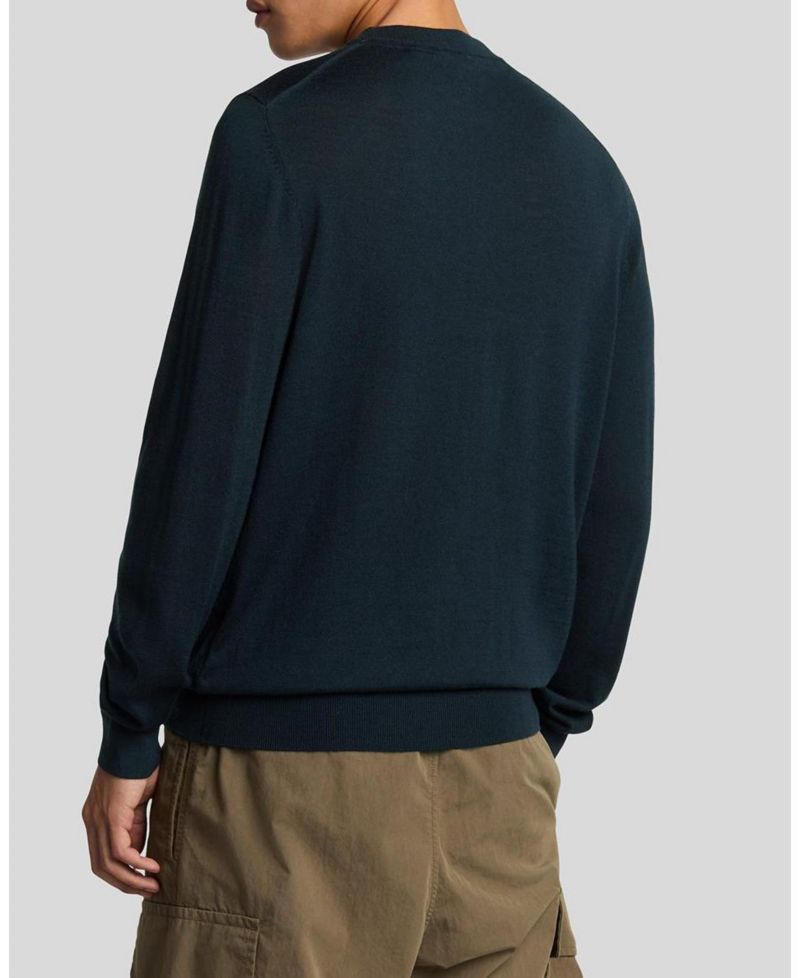 Men's Tonal Eagle Merino Crew Neck Sweater