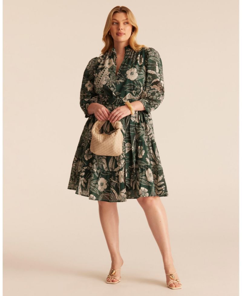 Women's Sea Lily Collared Zip-Front Mini Shirt Dress