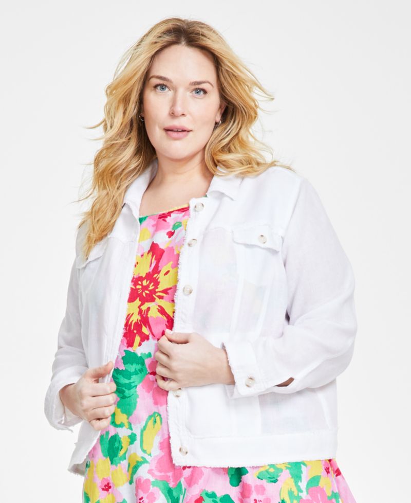 Plus Size 100% Linen Jacket