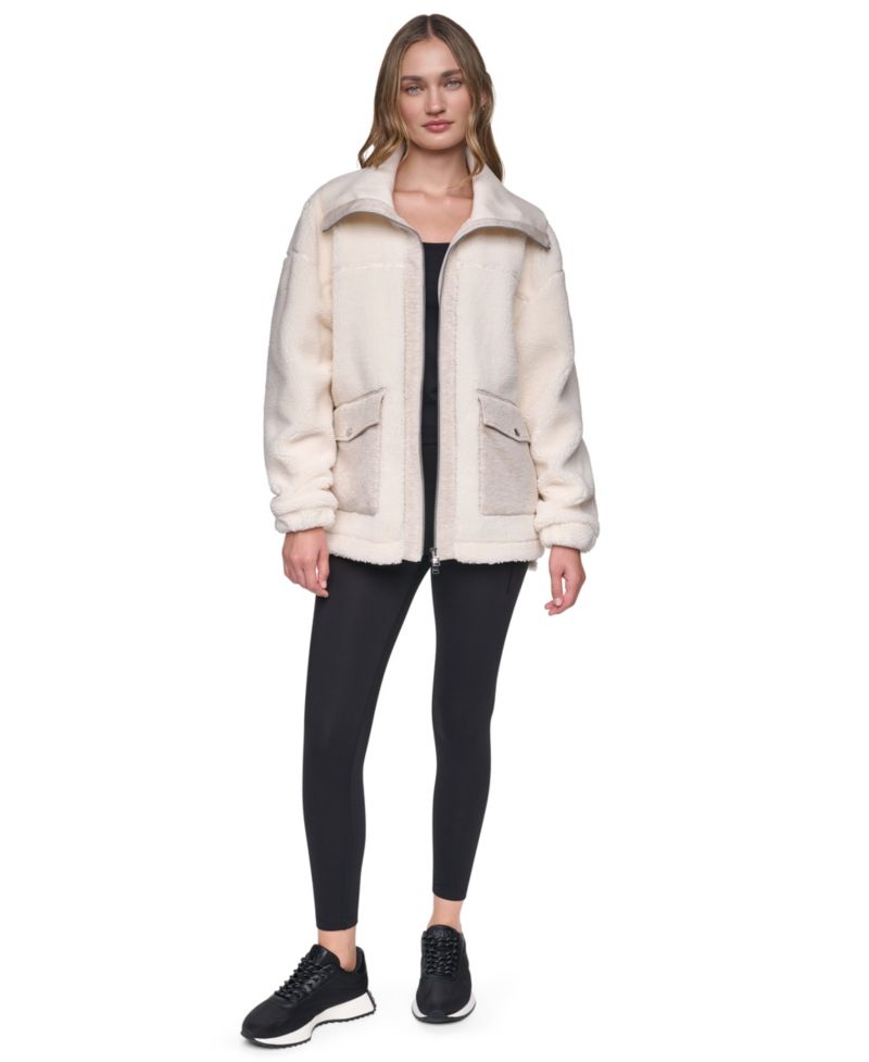 Women's Funnel Neck High-Low Sherpa Jacket