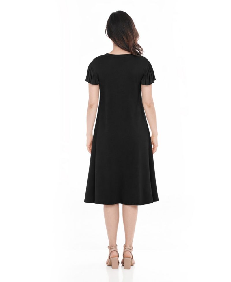 Women's V-Neck Tie-Front Flutter-Sleeve Shift Dress