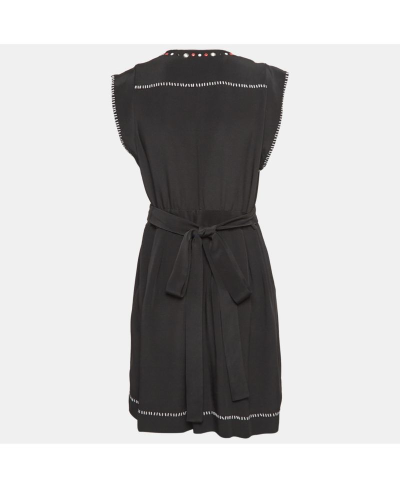 Women's wome's Embellished Silk Tie-Up Dress