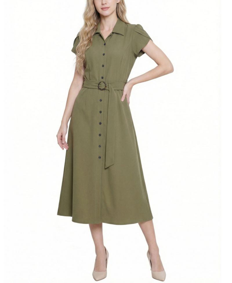 Petite Midi Petal Sleeve Dress