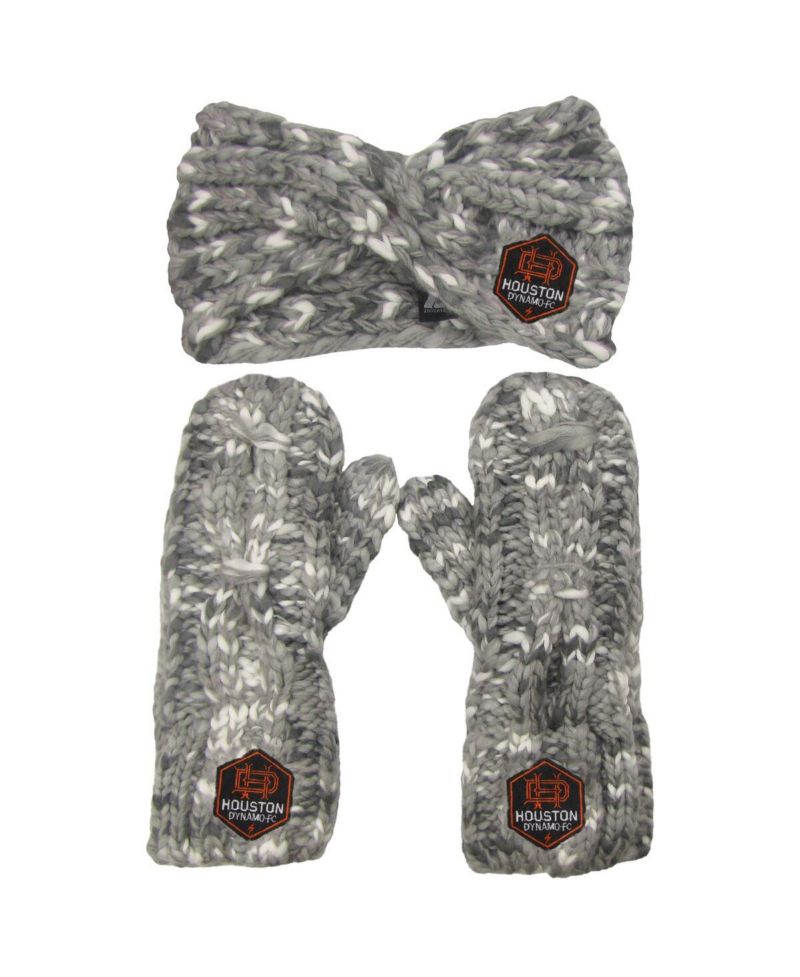Women's Gray Houston Dynamo FC Marled Headband and Mittens Set