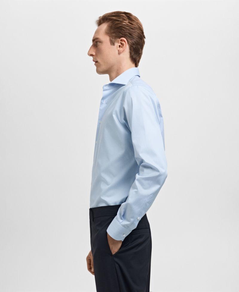 Men's Striped-Print Slim-Fit Dress Shirt
