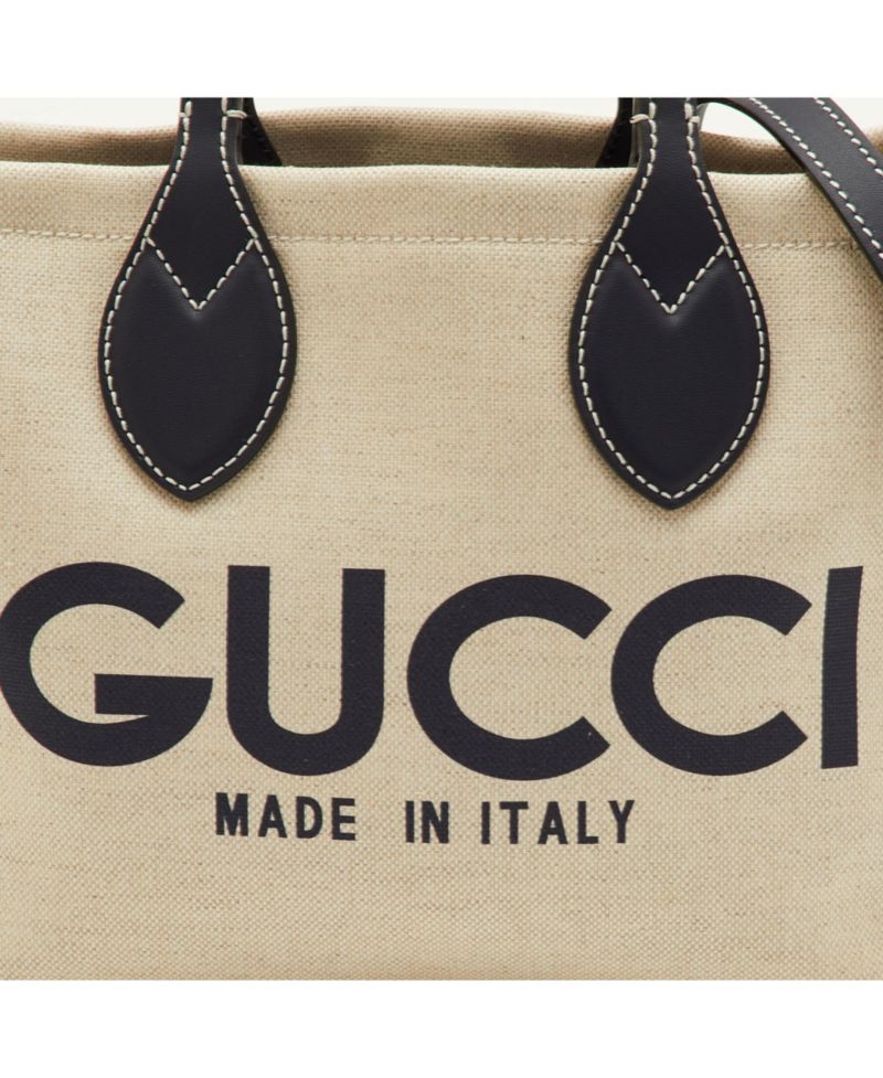 Women's Small Logo Print Canvas and Leather Tote