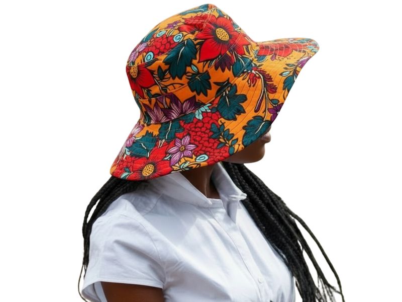 SUNSETTA Wide-Brim Satin-Lined Ankara Sun Hat