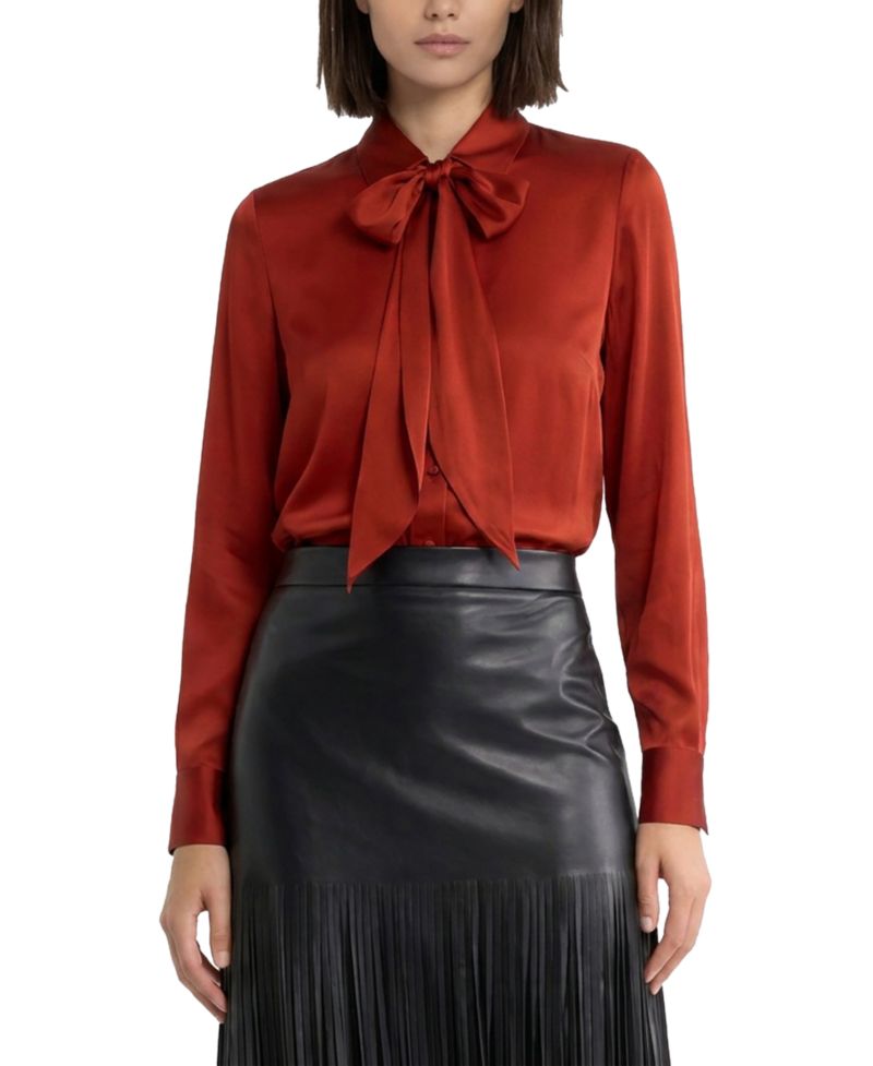 Women's Solana Long-Sleeve Button-Down Silk-Blend Blouse