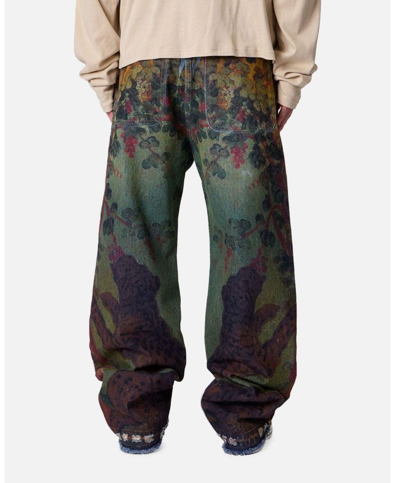 Men's Ultra Baggy Leopard Denim Jeans