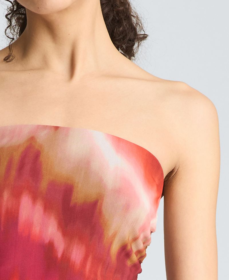 Women's Strapless Ruched Midi Dress