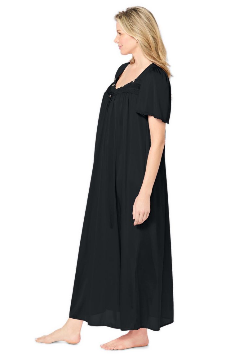 Plus Size Only Necessities Long Silky Lace-Trim Gown