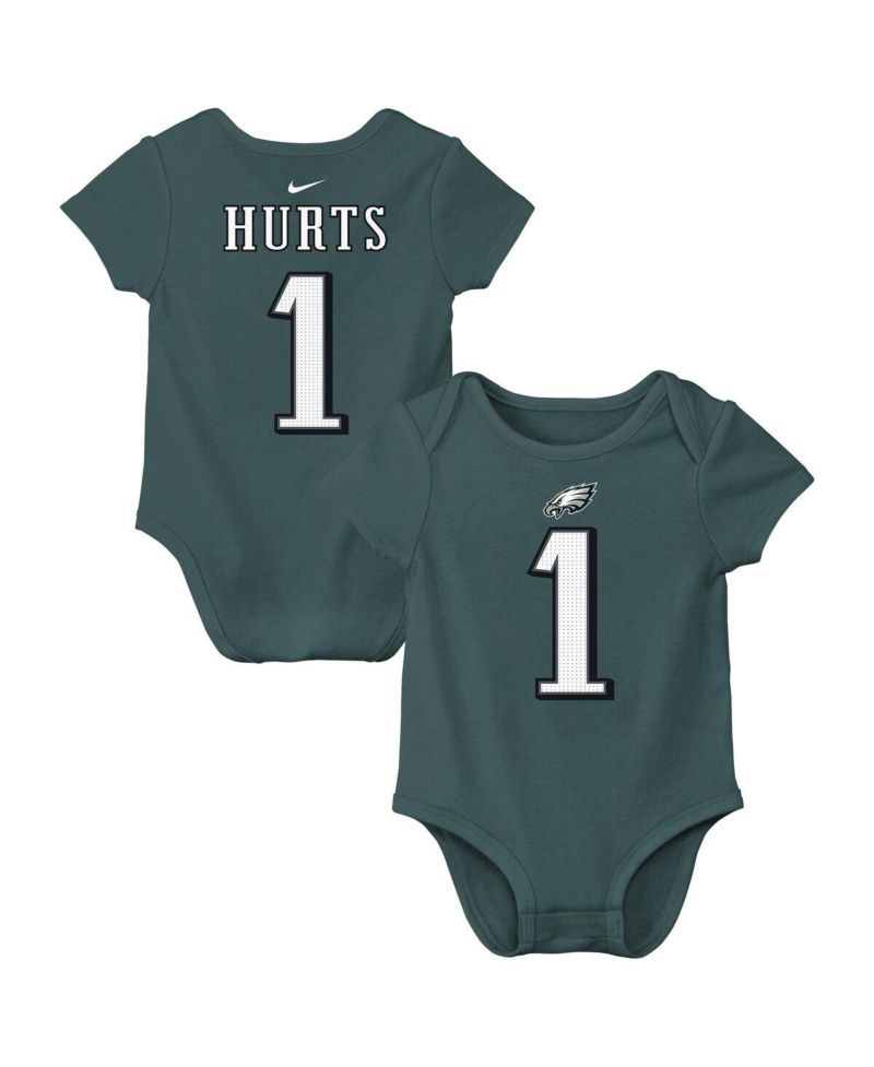 Baby Boys and Girls Midnight Green Jalen Hurts Philadelphia Eagles Player Name & Number Bodysuit