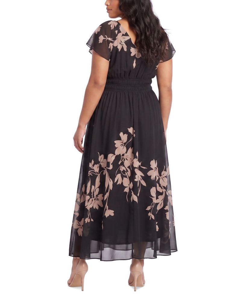 Plus Floral Smocked Waist Dress